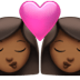 👩🏾‍❤️‍💋‍👩🏾 kiss: woman, woman, medium-dark skin tone display on Apple